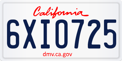 CA license plate 6XIO725