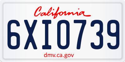 CA license plate 6XIO739