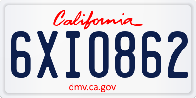 CA license plate 6XIO862