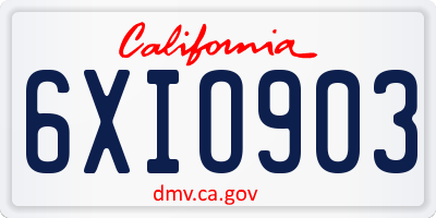 CA license plate 6XIO903