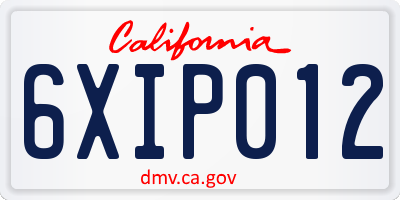 CA license plate 6XIP012