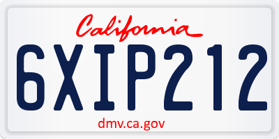 CA license plate 6XIP212