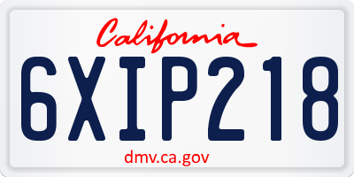 CA license plate 6XIP218