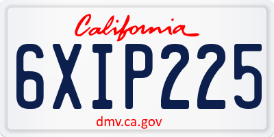 CA license plate 6XIP225