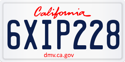 CA license plate 6XIP228