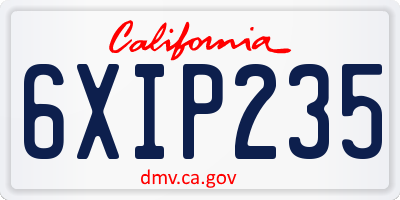 CA license plate 6XIP235