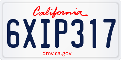 CA license plate 6XIP317