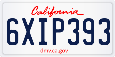 CA license plate 6XIP393