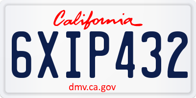 CA license plate 6XIP432
