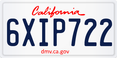 CA license plate 6XIP722