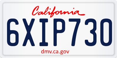 CA license plate 6XIP730