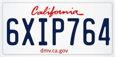 CA license plate 6XIP764