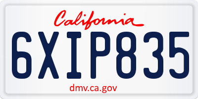CA license plate 6XIP835
