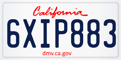 CA license plate 6XIP883