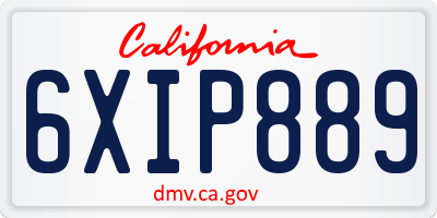 CA license plate 6XIP889