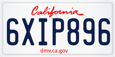 CA license plate 6XIP896