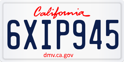 CA license plate 6XIP945