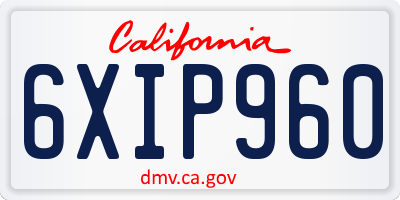 CA license plate 6XIP960