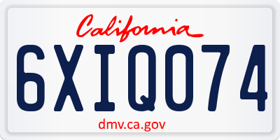CA license plate 6XIQ074