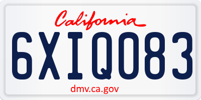 CA license plate 6XIQ083