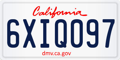 CA license plate 6XIQ097