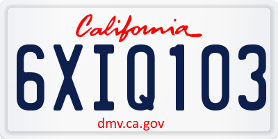 CA license plate 6XIQ103