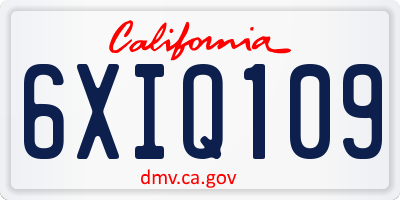 CA license plate 6XIQ109
