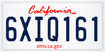 CA license plate 6XIQ161