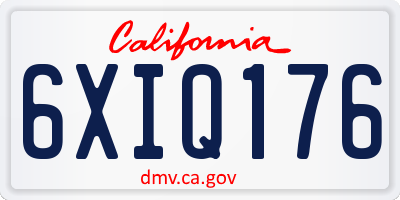 CA license plate 6XIQ176
