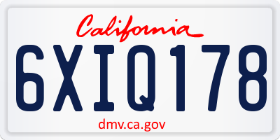 CA license plate 6XIQ178