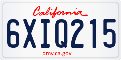 CA license plate 6XIQ215