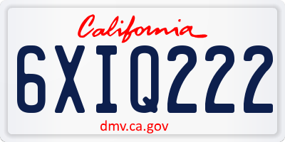 CA license plate 6XIQ222