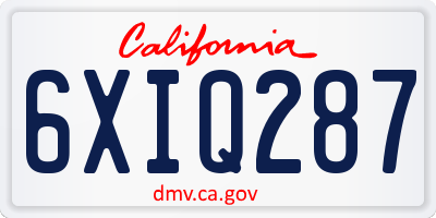 CA license plate 6XIQ287