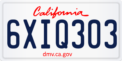 CA license plate 6XIQ303