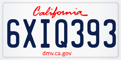 CA license plate 6XIQ393