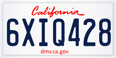 CA license plate 6XIQ428