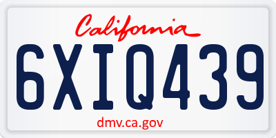 CA license plate 6XIQ439