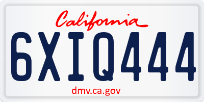 CA license plate 6XIQ444