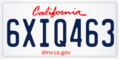 CA license plate 6XIQ463
