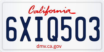 CA license plate 6XIQ503