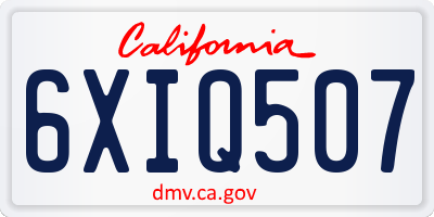 CA license plate 6XIQ507
