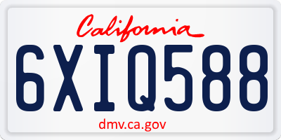 CA license plate 6XIQ588