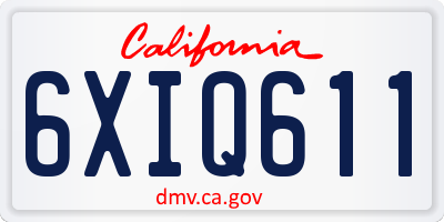 CA license plate 6XIQ611