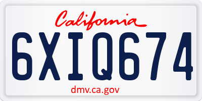 CA license plate 6XIQ674
