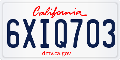 CA license plate 6XIQ703