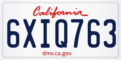 CA license plate 6XIQ763