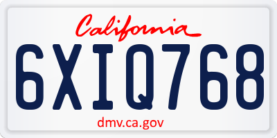 CA license plate 6XIQ768