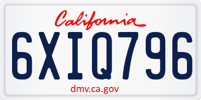 CA license plate 6XIQ796