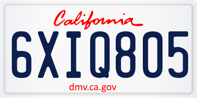 CA license plate 6XIQ805