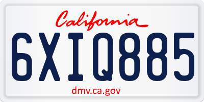 CA license plate 6XIQ885